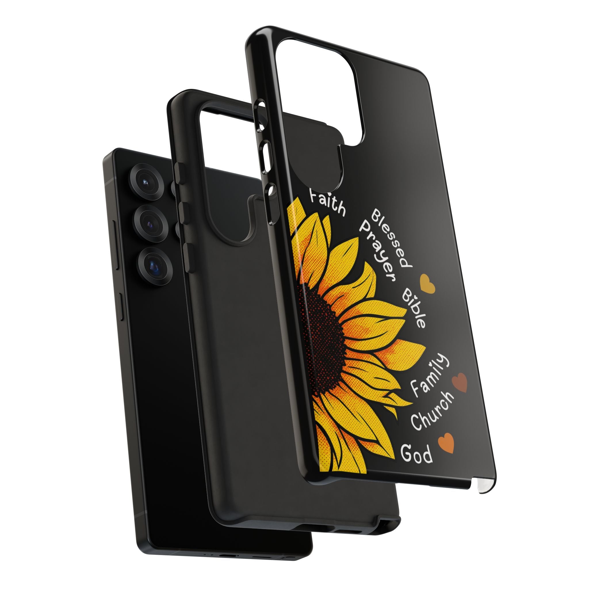 Sunflower Faith Phone Case — Christian Words ‘Faith Blessed Prayer Bible Family Church God’