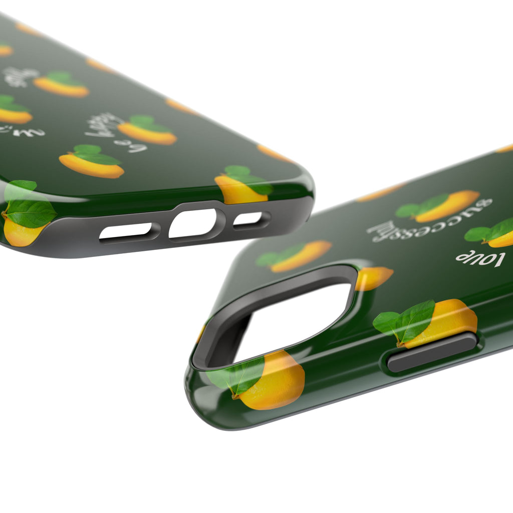 Lemon Pattern Magnetic Impact Phone Case — "be happy, blessed, successful" Design