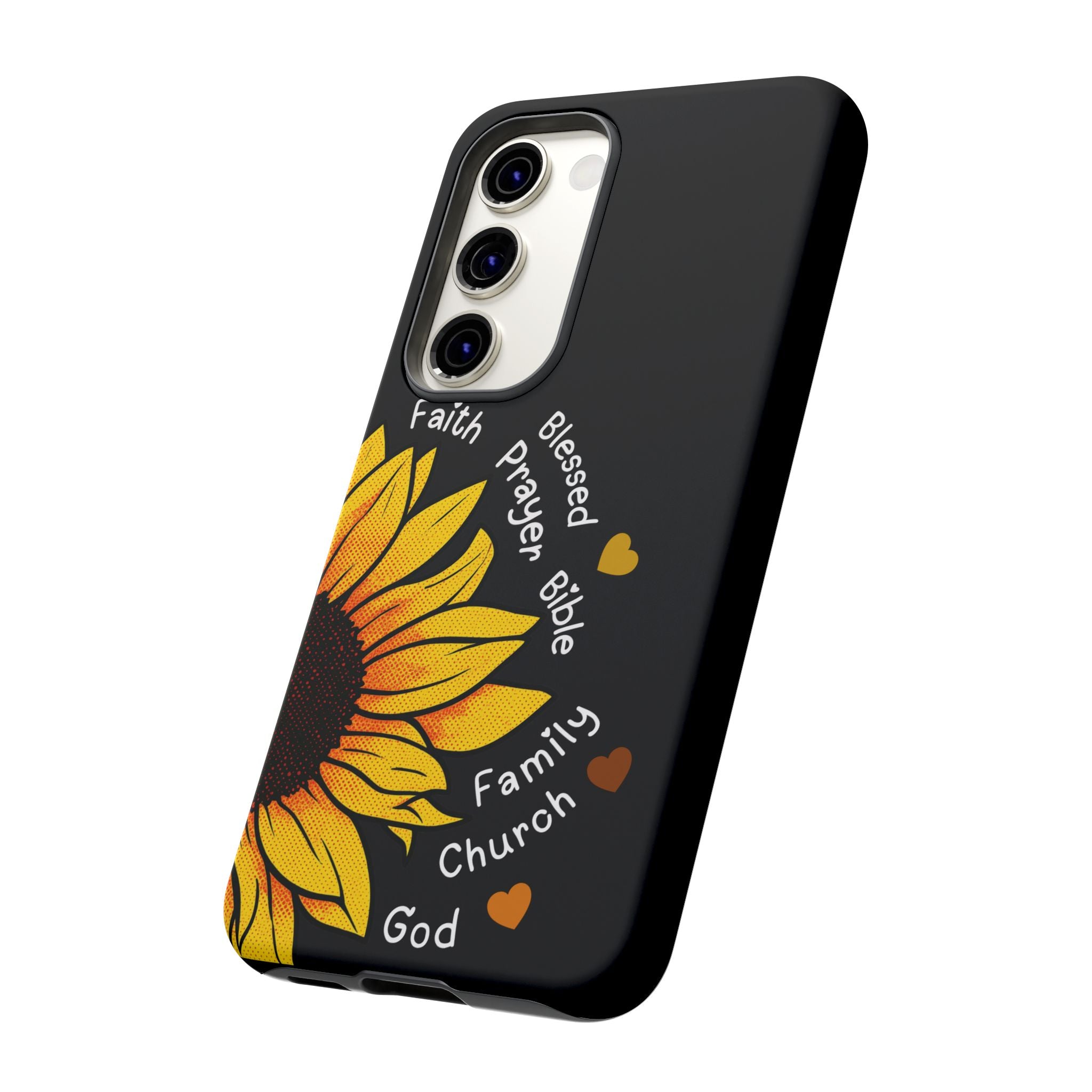 Sunflower Faith Phone Case — Christian Words ‘Faith Blessed Prayer Bible Family Church God’