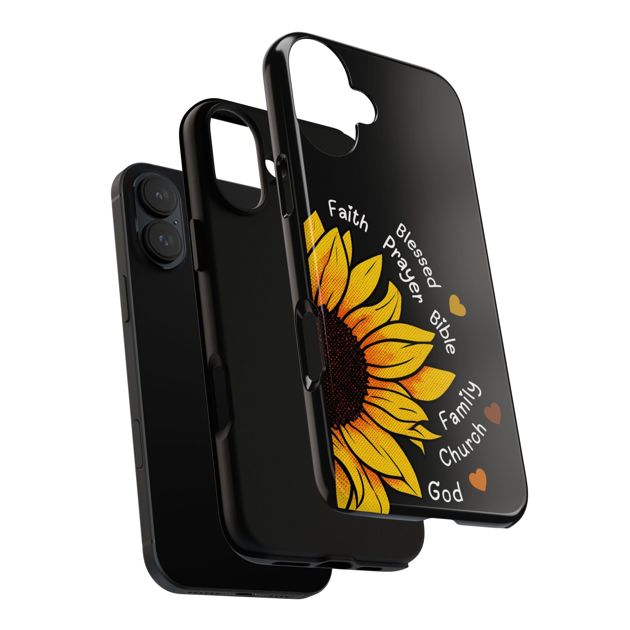 Sunflower Faith Phone Case — Christian Words ‘Faith Blessed Prayer Bible Family Church God’