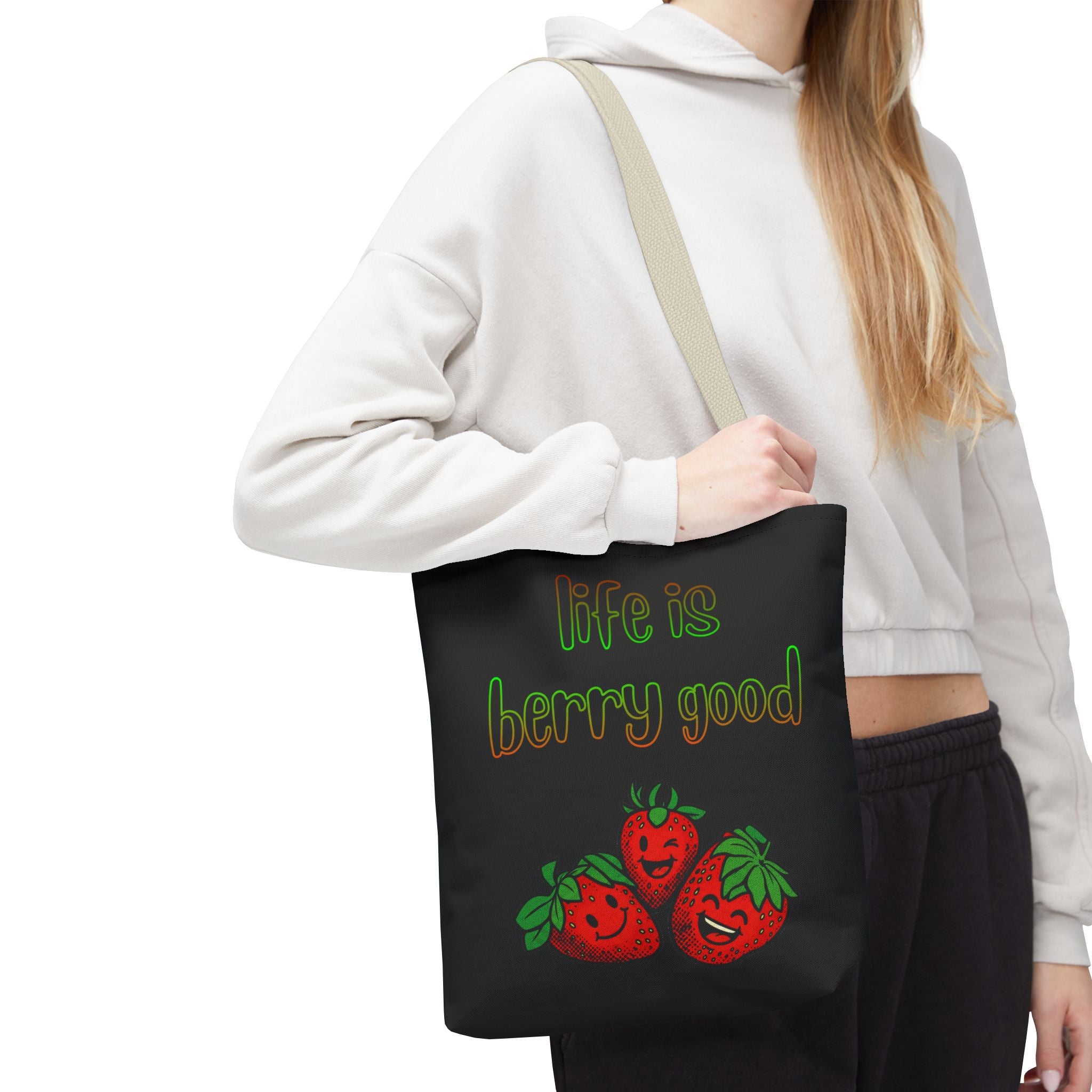 Life Is Berry Good Tote Bag — Cute Fruit Print Market Shopper