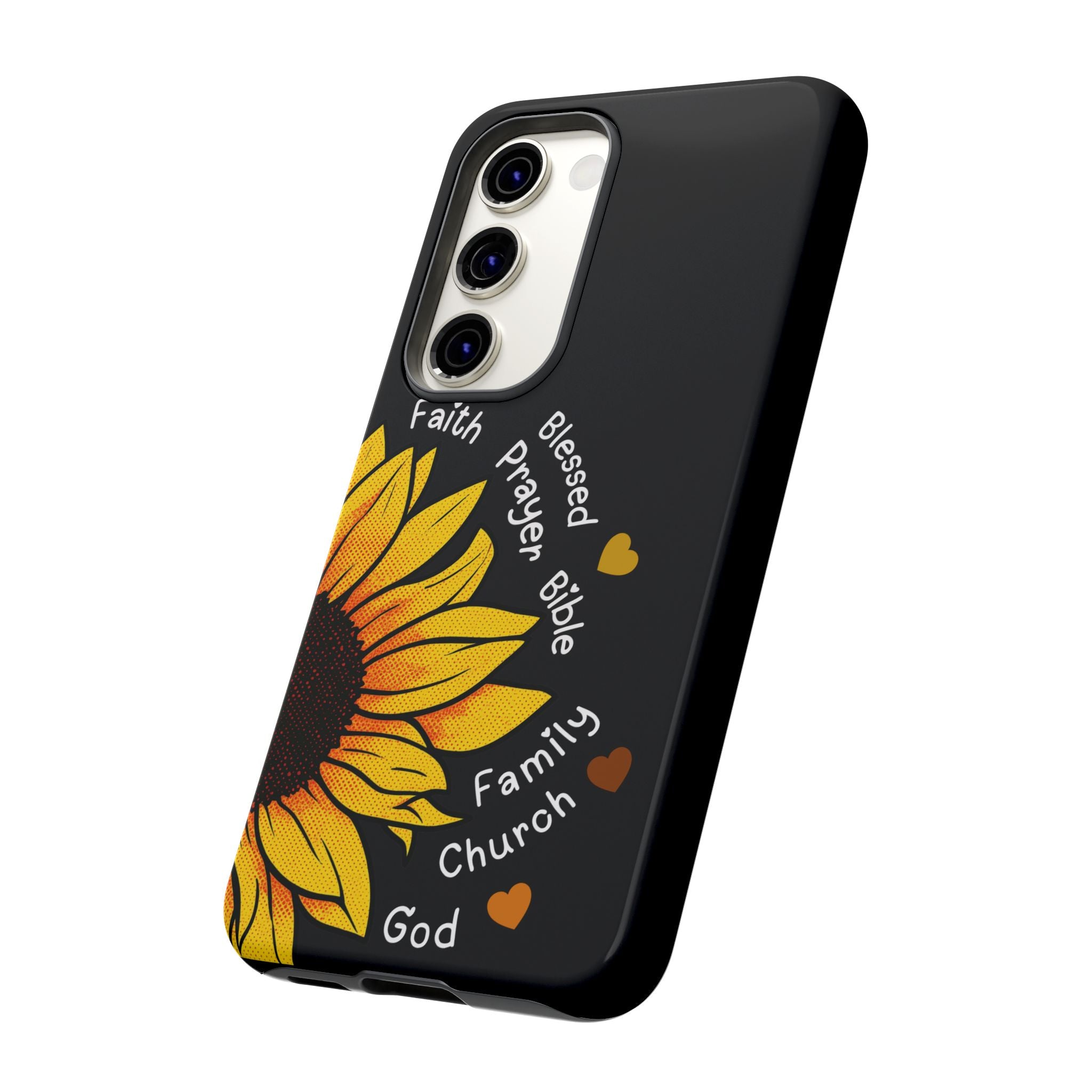 Sunflower Faith Phone Case — Christian Words ‘Faith Blessed Prayer Bible Family Church God’