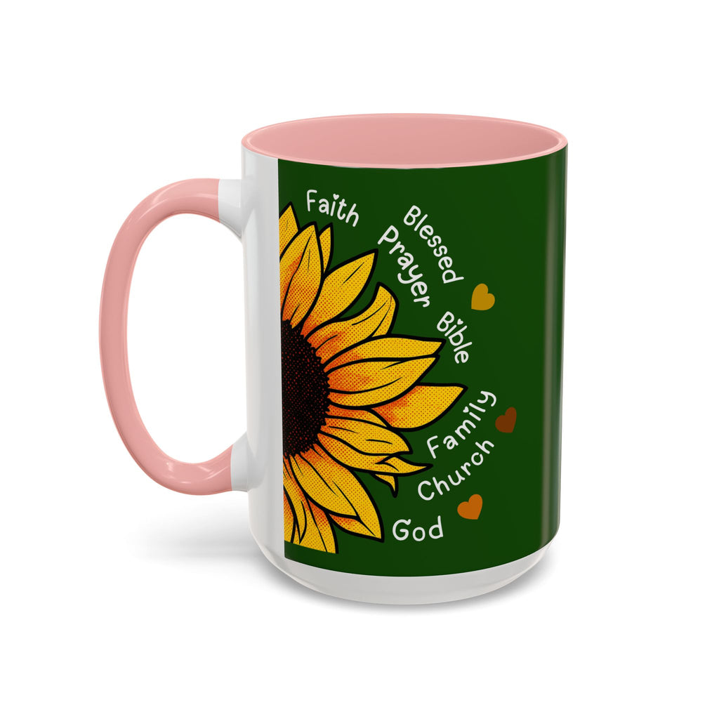 Sunflower Faith Accent Coffee Mug — 11/15oz Inspirational Floral Ceramic