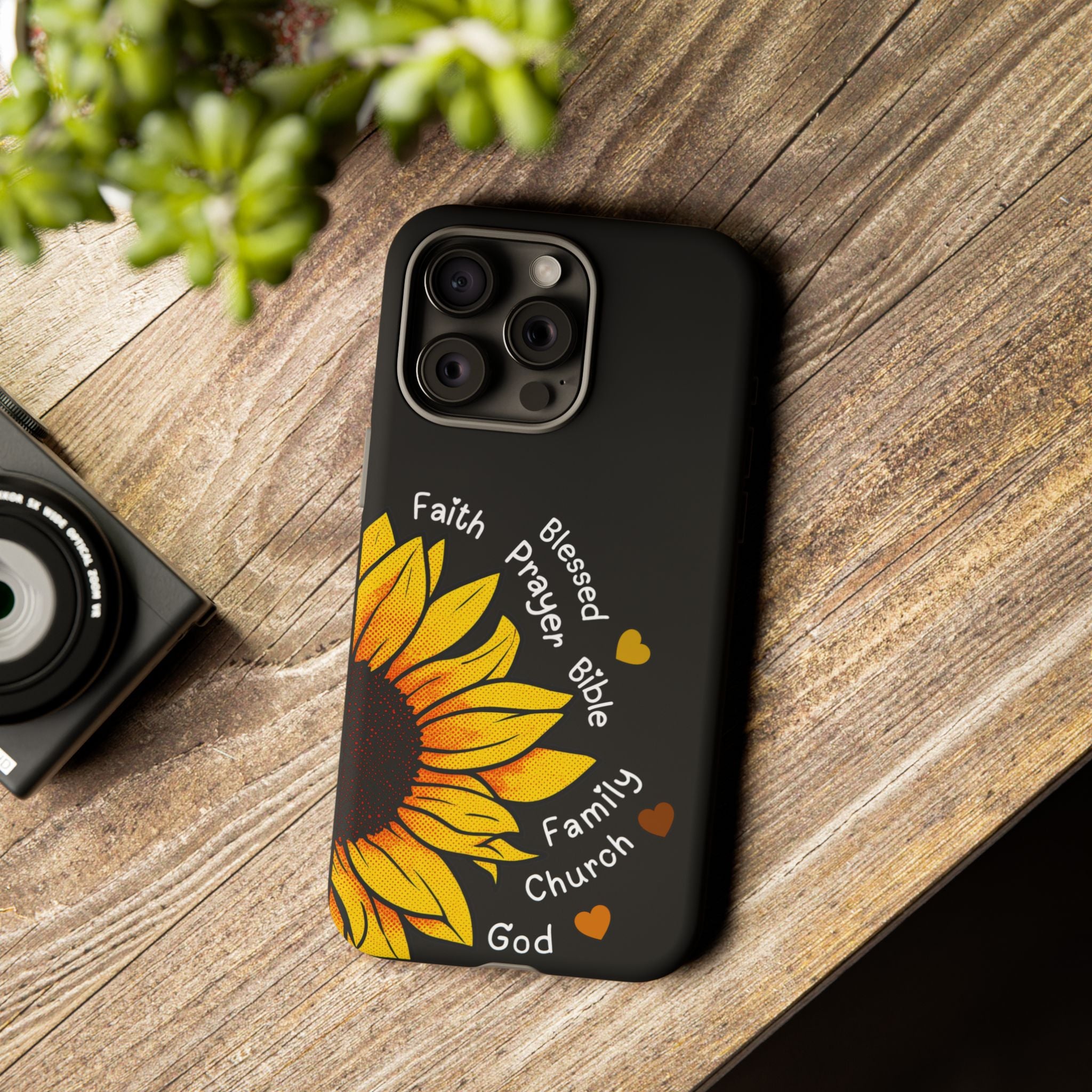 Sunflower Faith Phone Case — Christian Words ‘Faith Blessed Prayer Bible Family Church God’