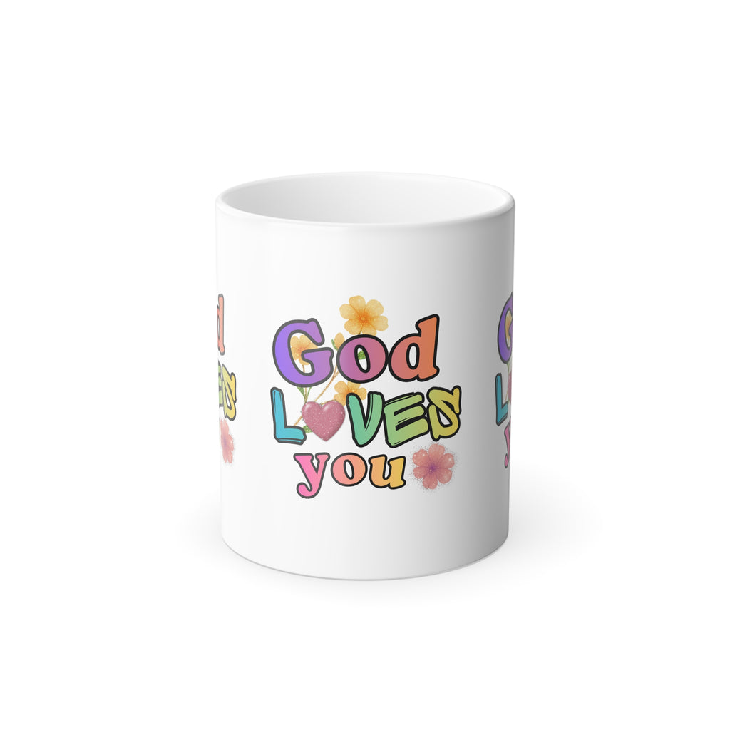 God Loves You Color-Changing Mug — 11oz Inspirational Heat-Reactive Coffee Cup
