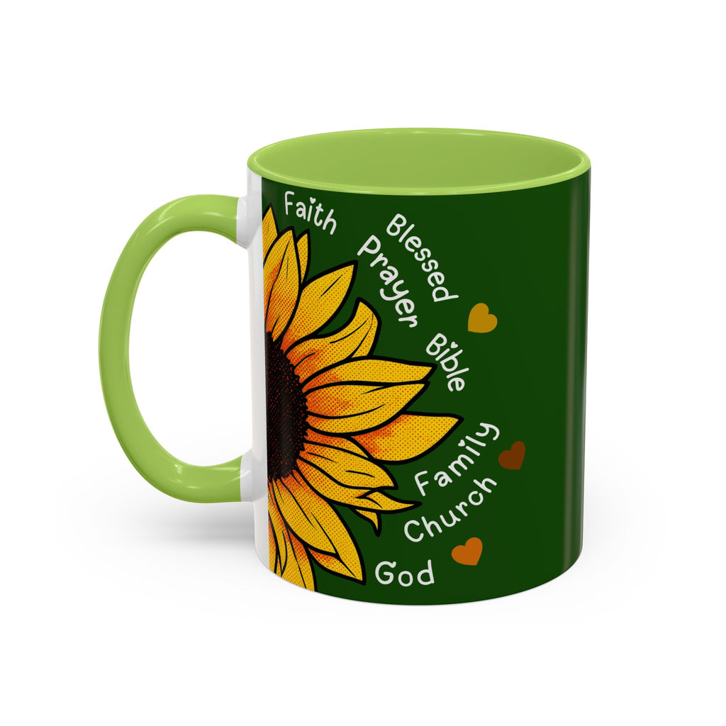 Sunflower Faith Accent Coffee Mug — 11/15oz Inspirational Floral Ceramic