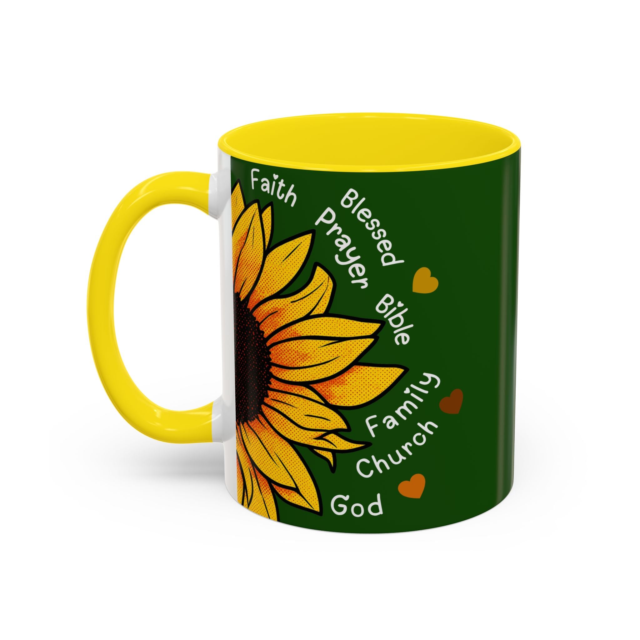 Sunflower Faith Accent Coffee Mug — 11/15oz Inspirational Floral Ceramic