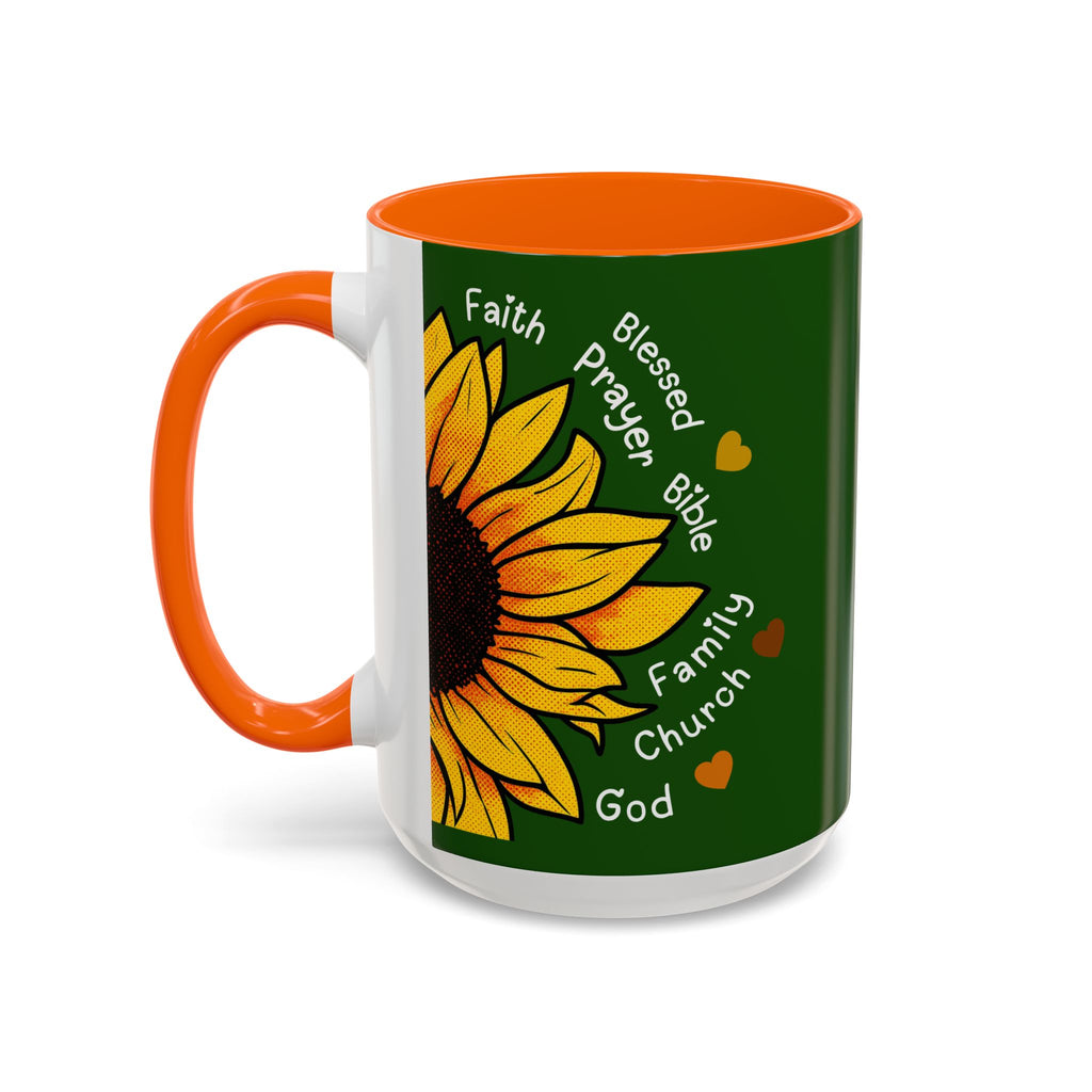 Sunflower Faith Accent Coffee Mug — 11/15oz Inspirational Floral Ceramic