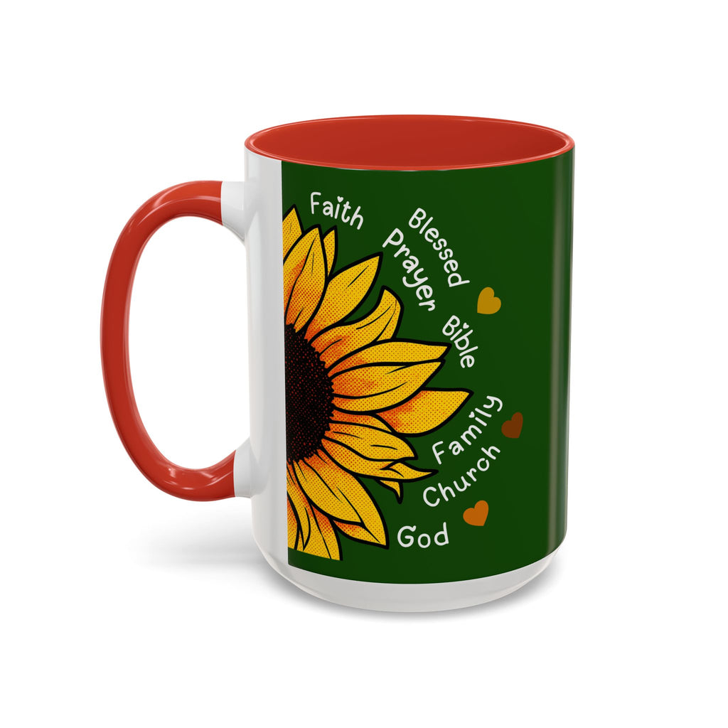 Sunflower Faith Accent Coffee Mug — 11/15oz Inspirational Floral Ceramic