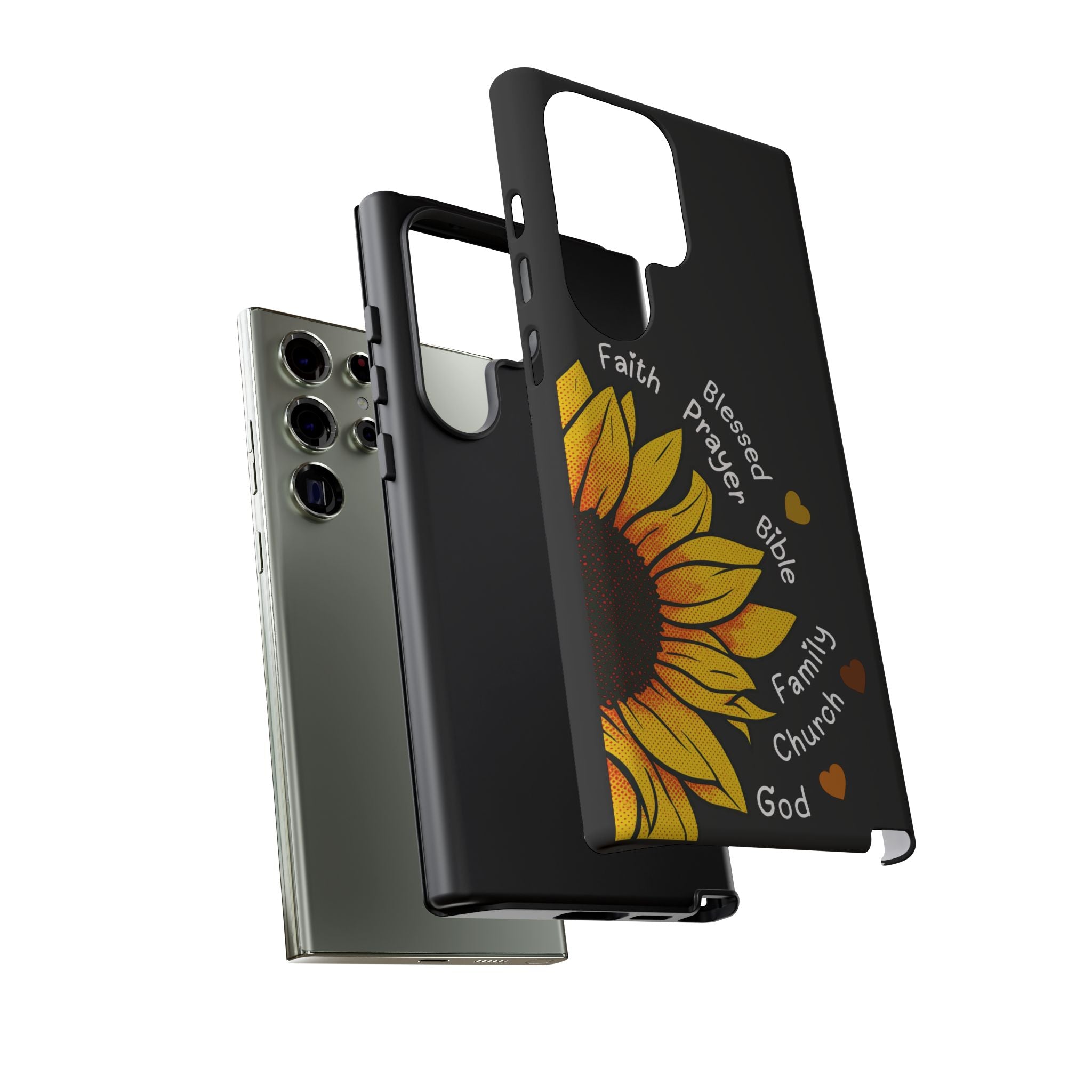 Sunflower Faith Phone Case — Christian Words ‘Faith Blessed Prayer Bible Family Church God’