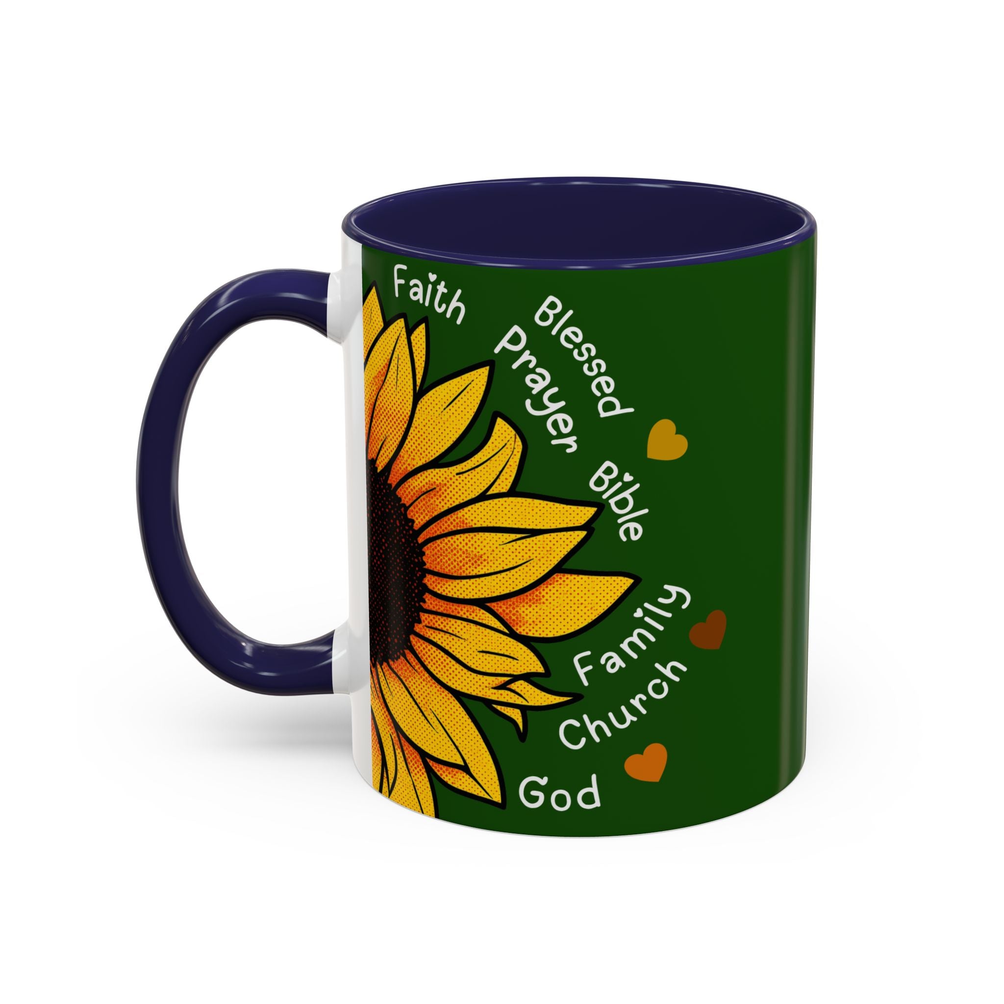 Sunflower Faith Accent Coffee Mug — 11/15oz Inspirational Floral Ceramic