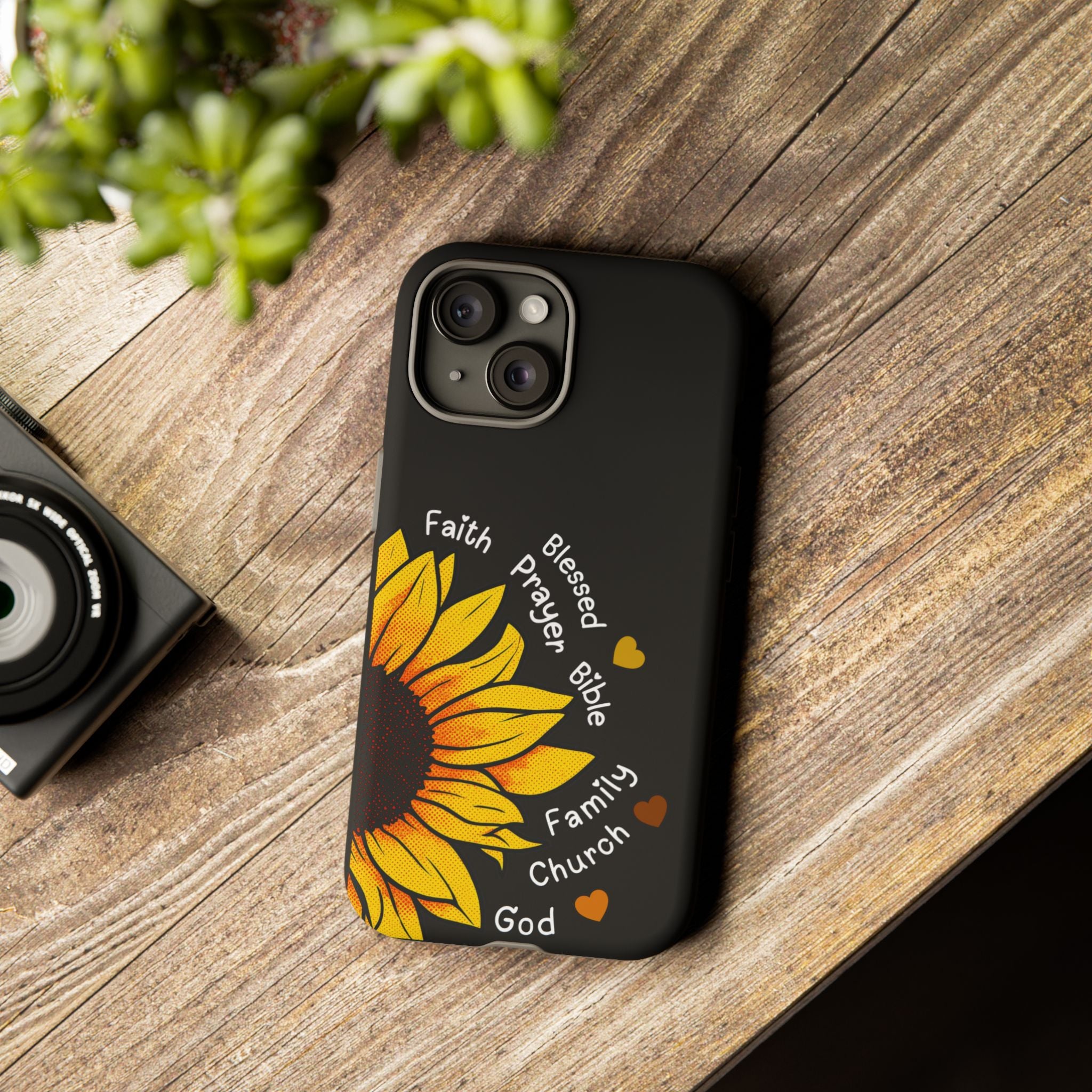Sunflower Faith Phone Case — Christian Words ‘Faith Blessed Prayer Bible Family Church God’