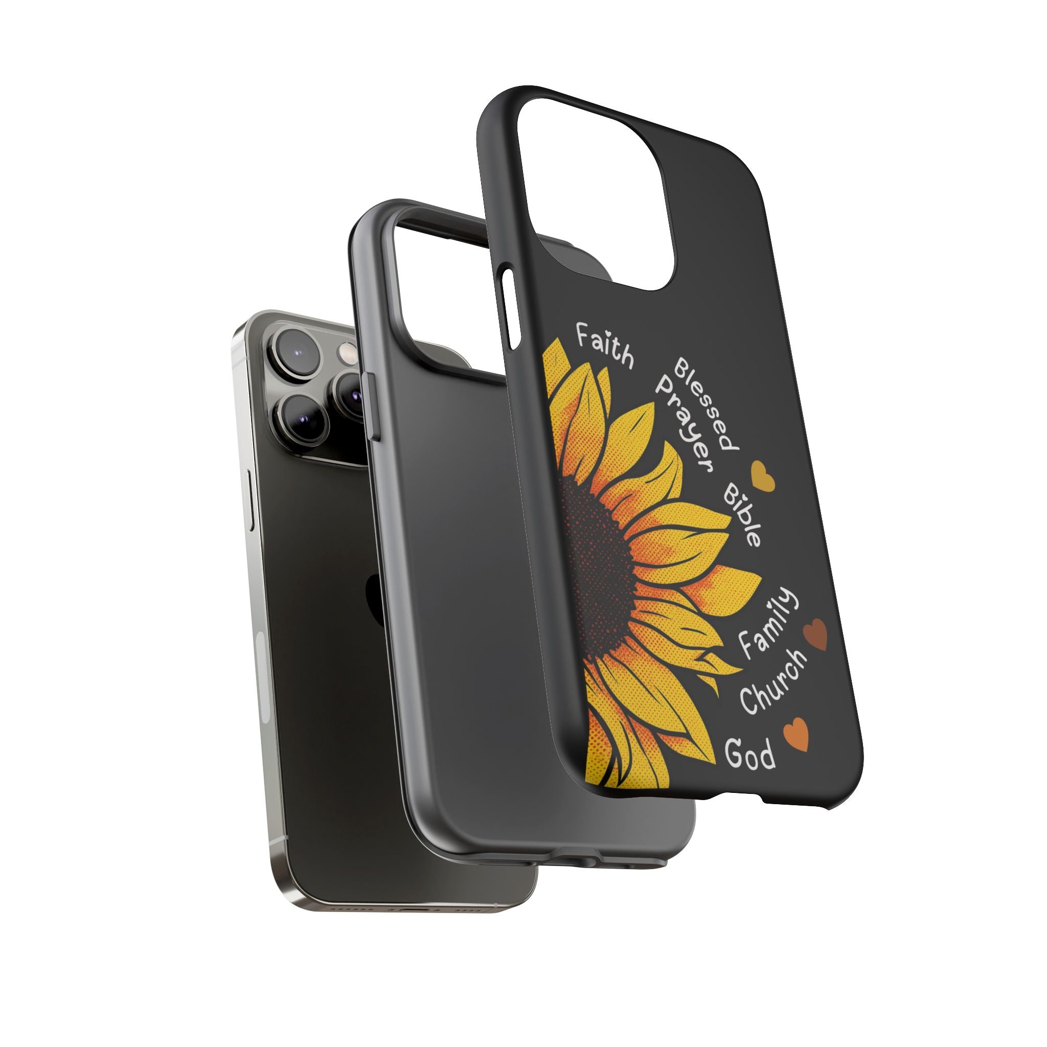 Sunflower Faith Phone Case — Christian Words ‘Faith Blessed Prayer Bible Family Church God’
