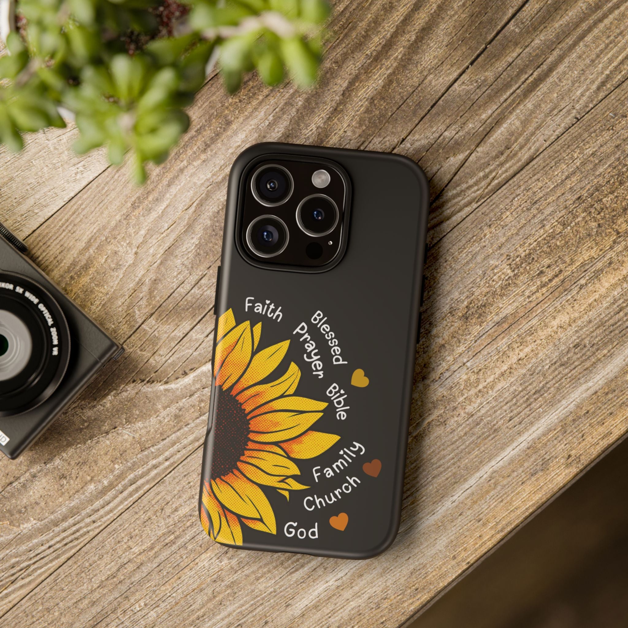 Sunflower Faith Phone Case — Christian Words ‘Faith Blessed Prayer Bible Family Church God’