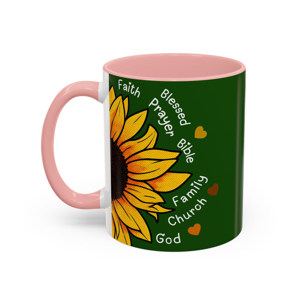 Sunflower Faith Accent Coffee Mug — 11/15oz Inspirational Floral Ceramic