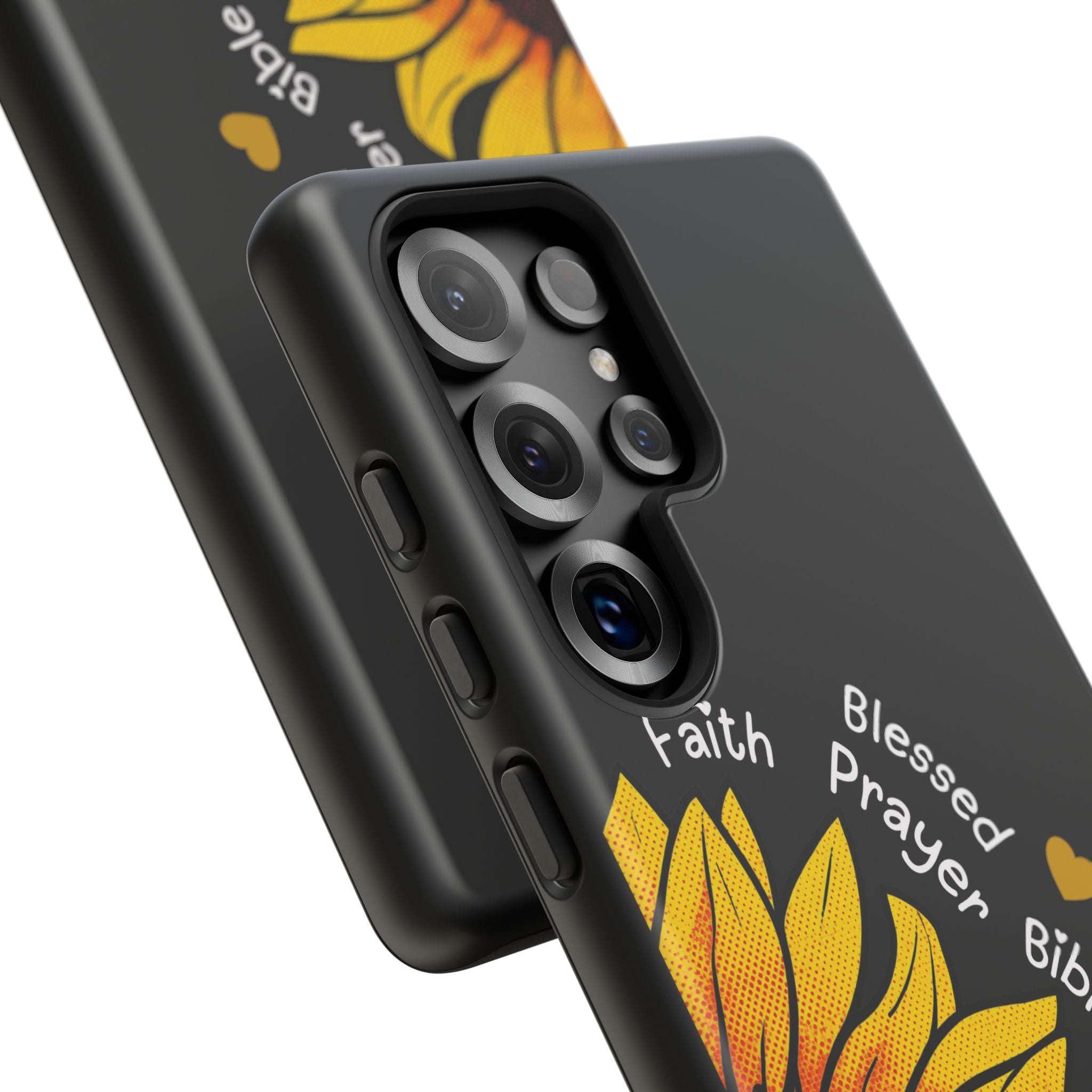 Sunflower Faith Phone Case — Christian Words ‘Faith Blessed Prayer Bible Family Church God’