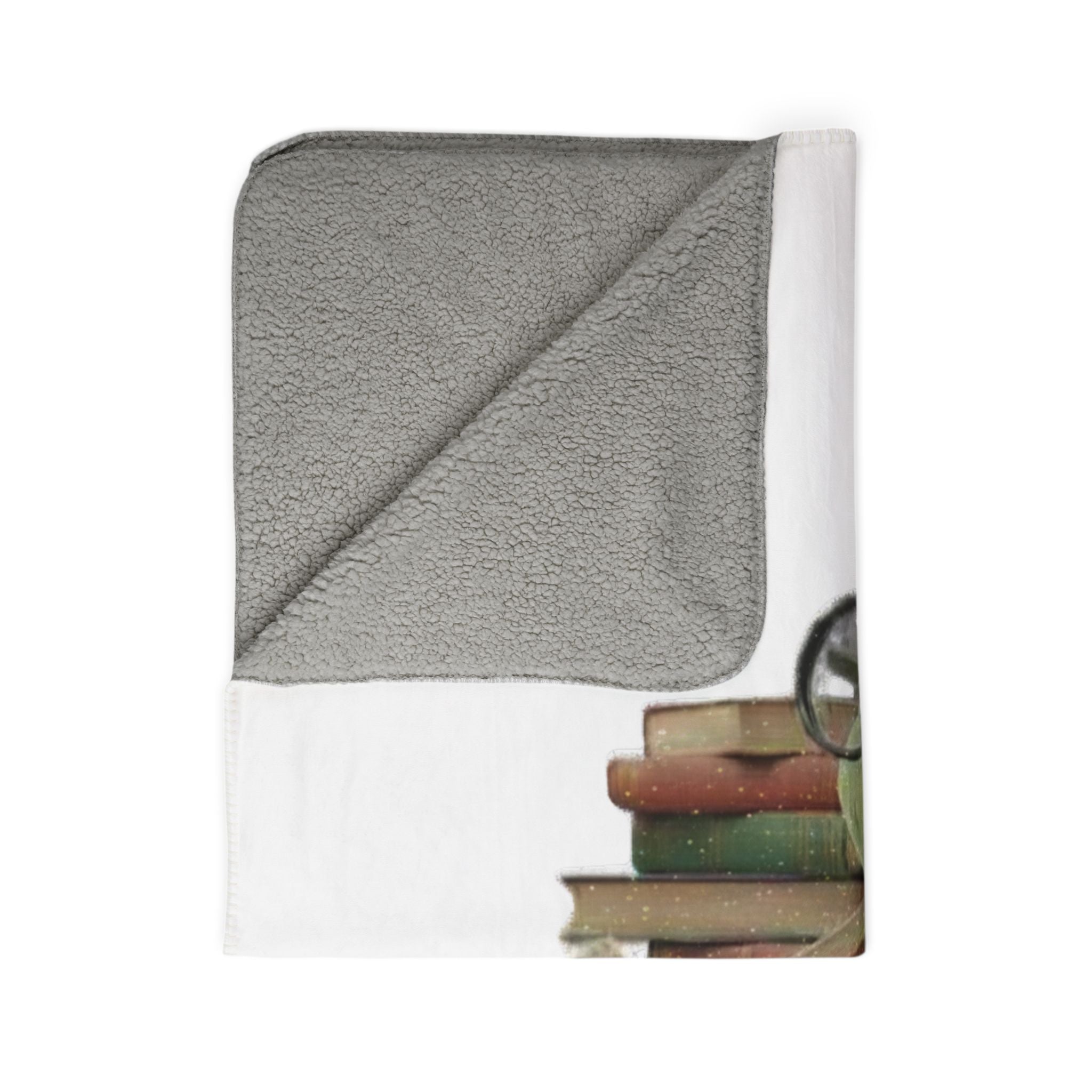 Bookworm Sherpa Blanket — Cute Reading Worm Plush Fleece Throw
