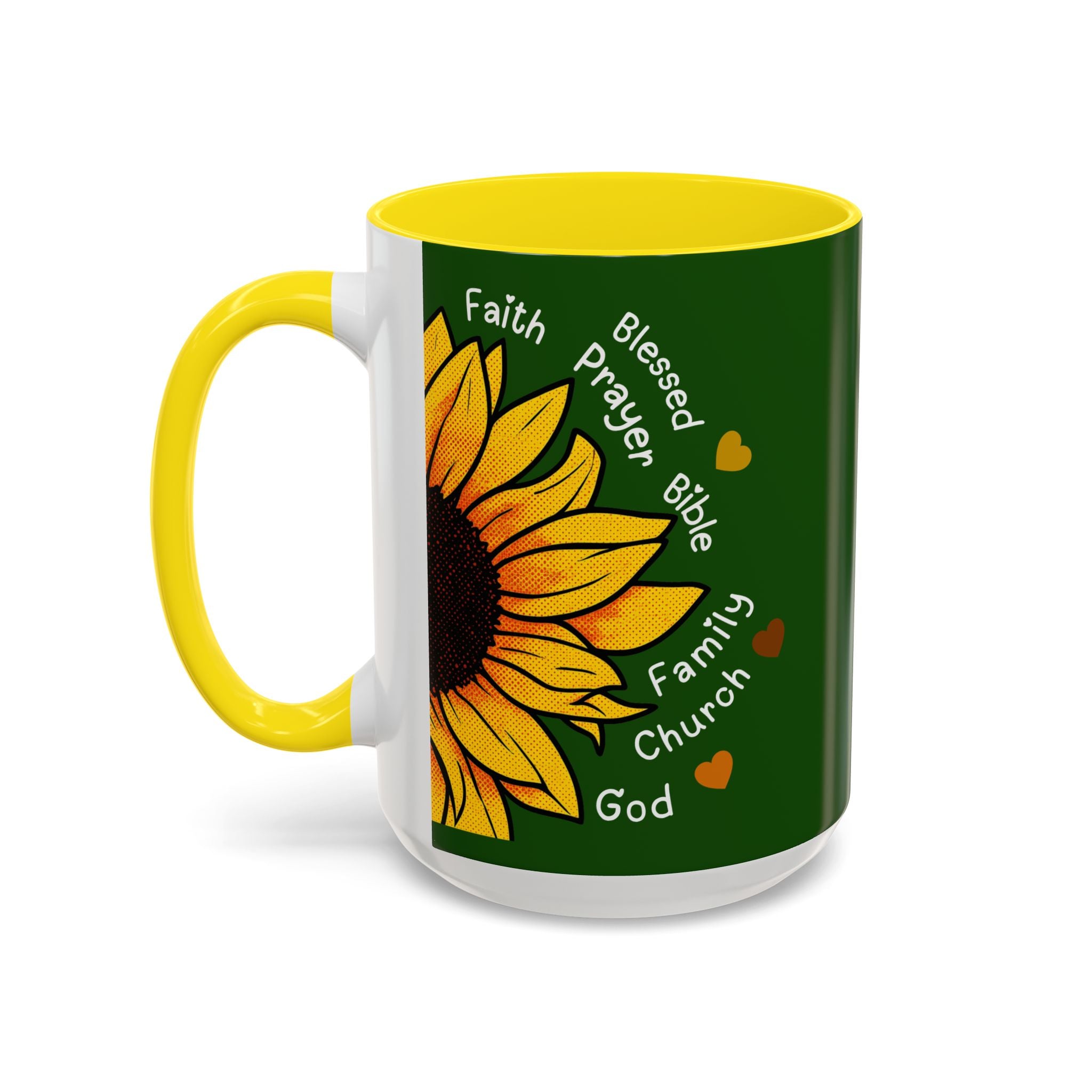 Sunflower Faith Accent Coffee Mug — 11/15oz Inspirational Floral Ceramic