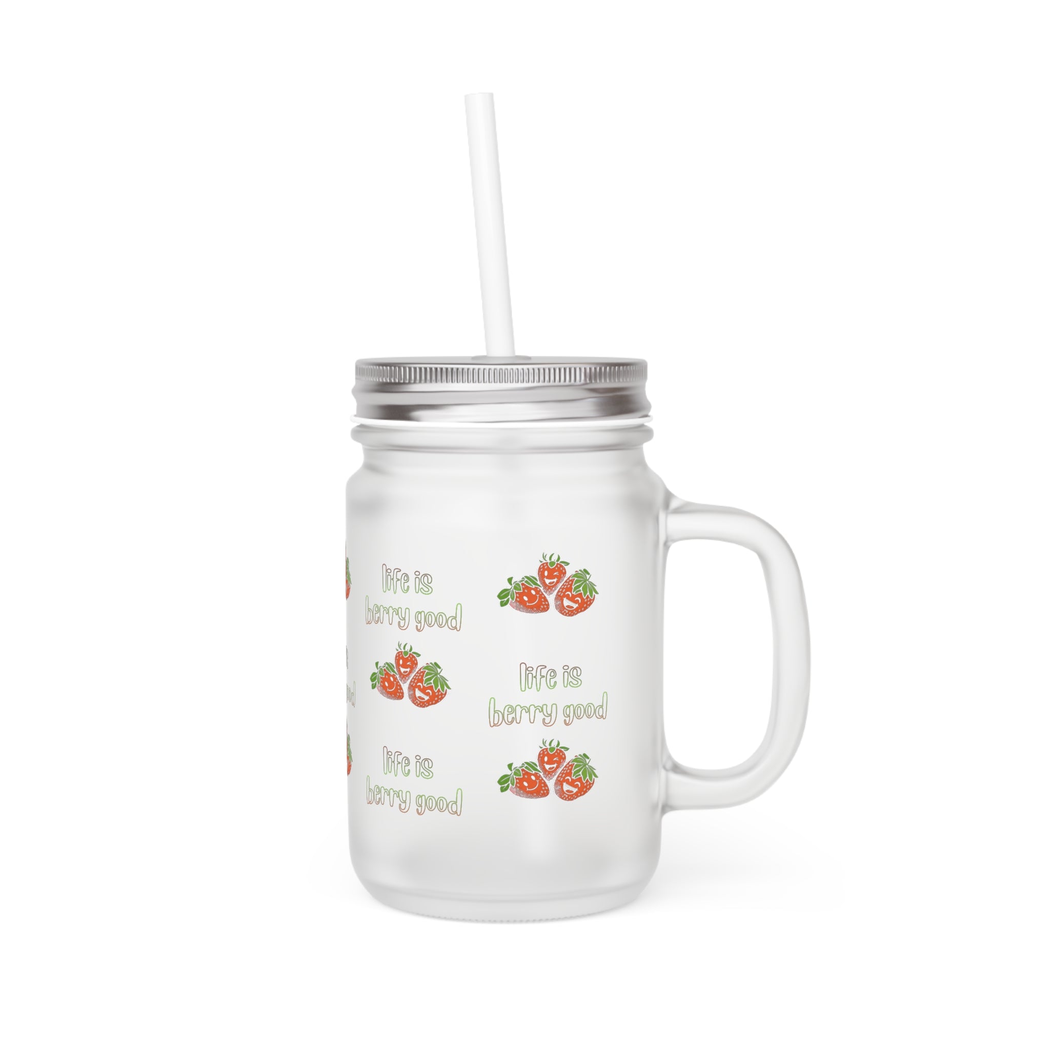 Mason Jar — "life is berry good" Rustic Berry-Themed Glass Jar