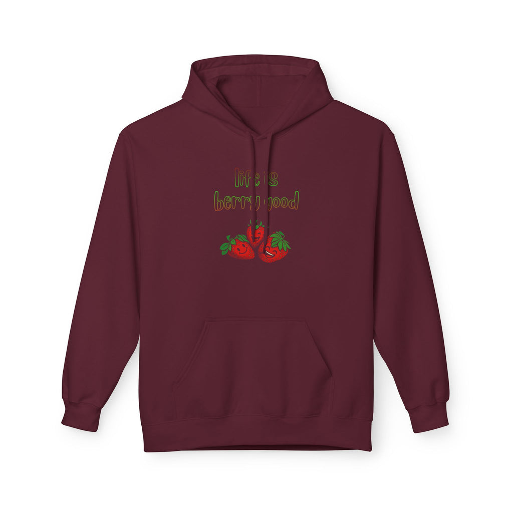 Life Is Berry Good Hoodie — Cute Fruit Graphic Fleece Hoodie