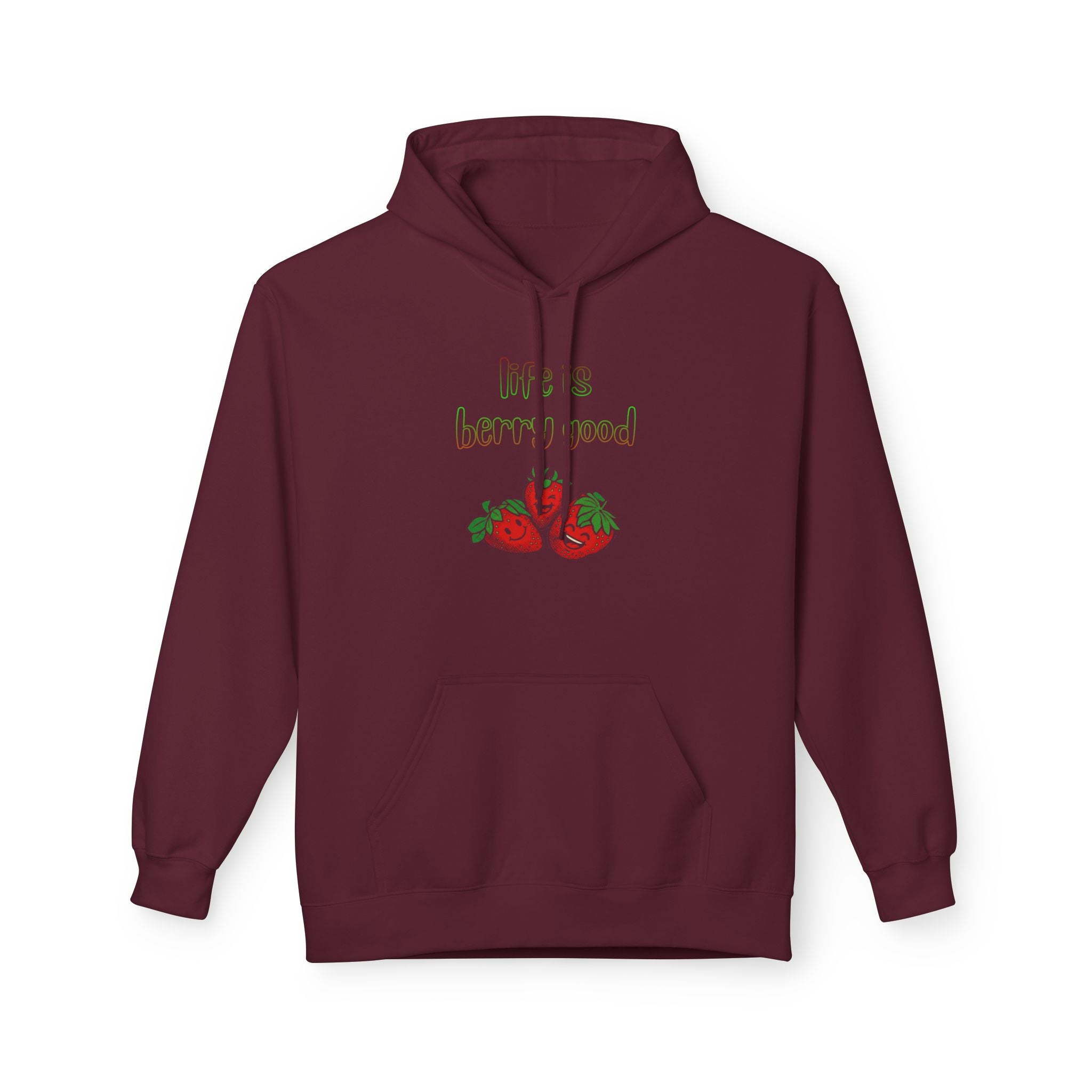 Life Is Berry Good Hoodie — Cute Fruit Graphic Fleece Hoodie