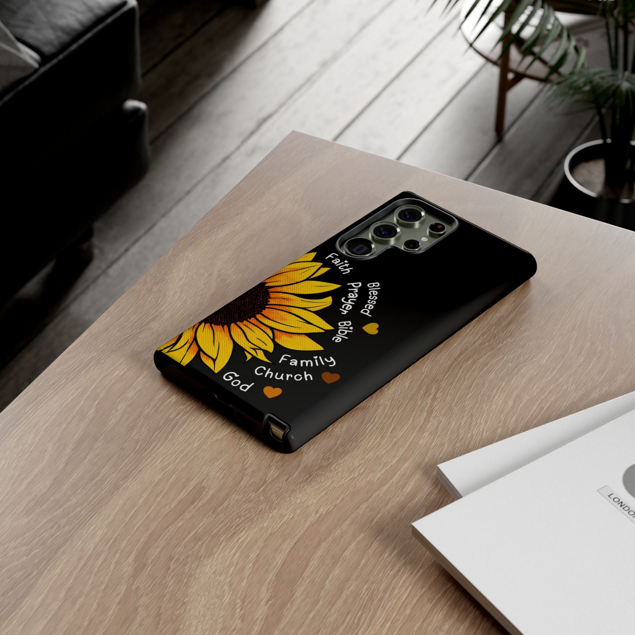 Sunflower Faith Phone Case — Christian Words ‘Faith Blessed Prayer Bible Family Church God’