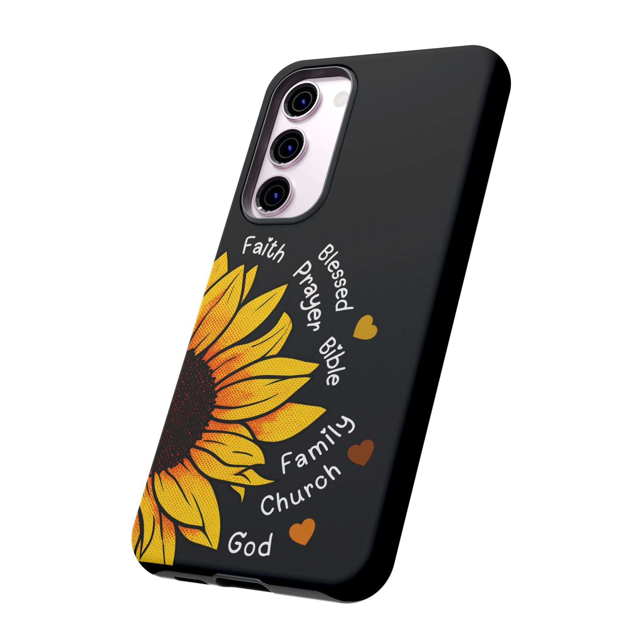 Sunflower Faith Phone Case — Christian Words ‘Faith Blessed Prayer Bible Family Church God’
