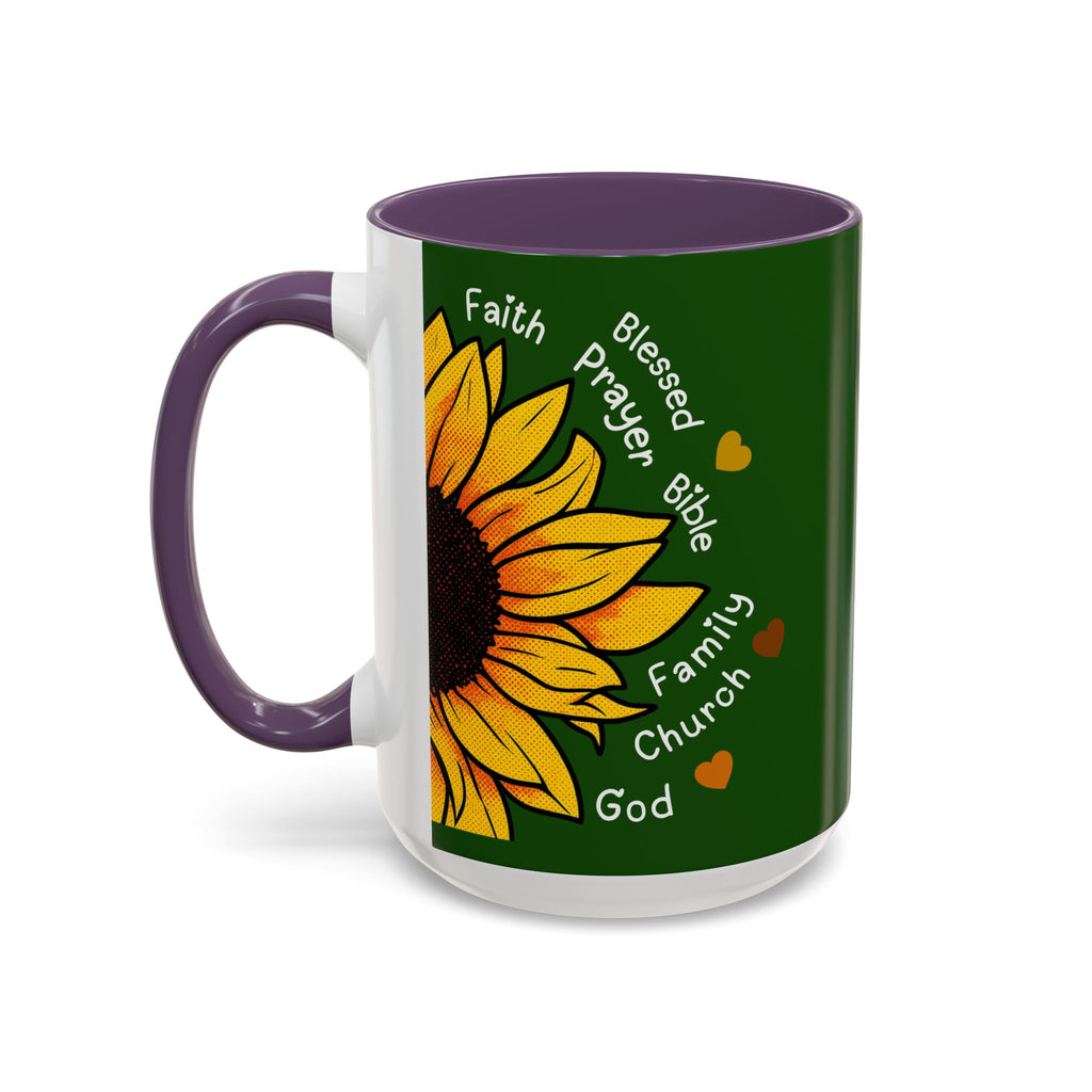 Sunflower Faith Accent Coffee Mug — 11/15oz Inspirational Floral Ceramic