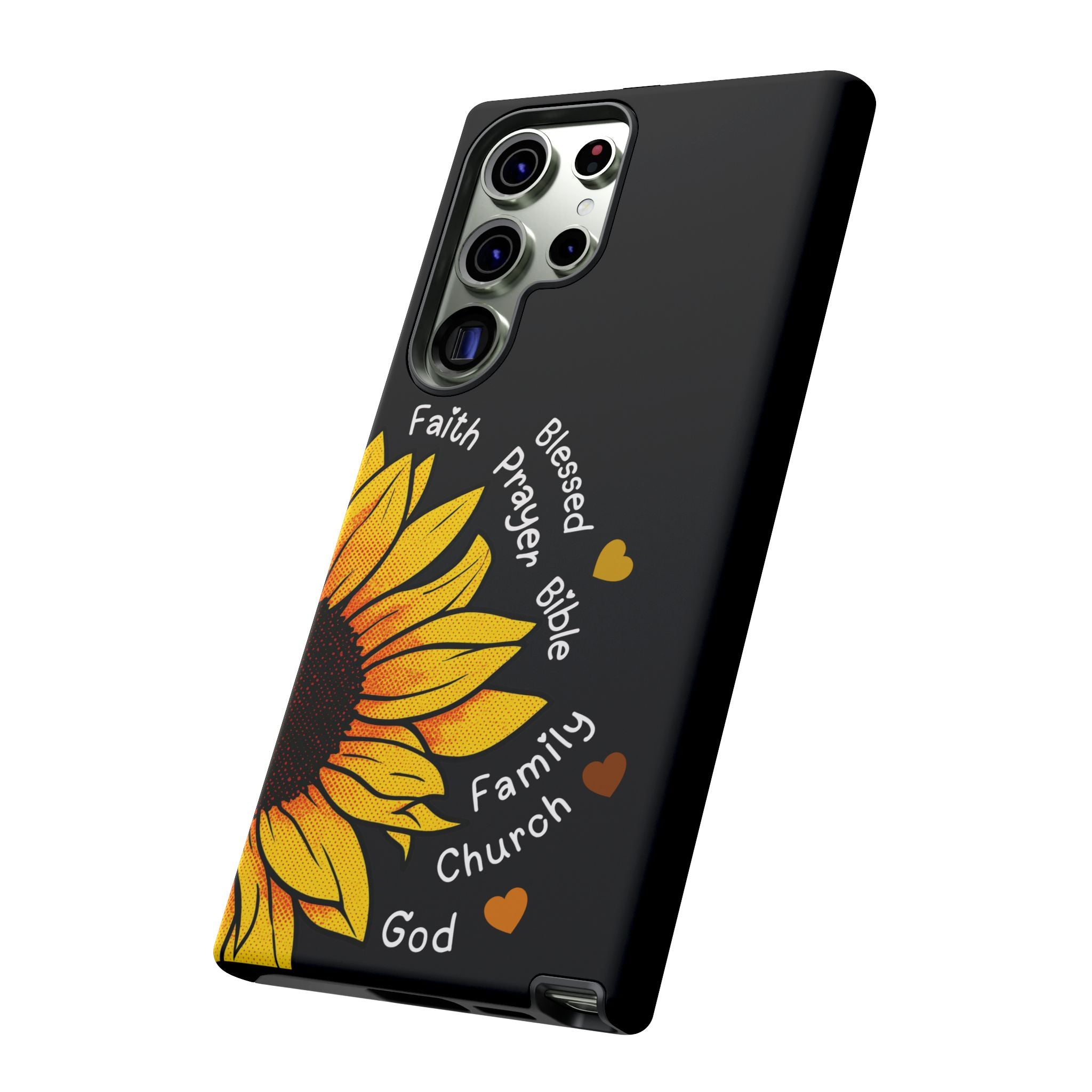 Sunflower Faith Phone Case — Christian Words ‘Faith Blessed Prayer Bible Family Church God’