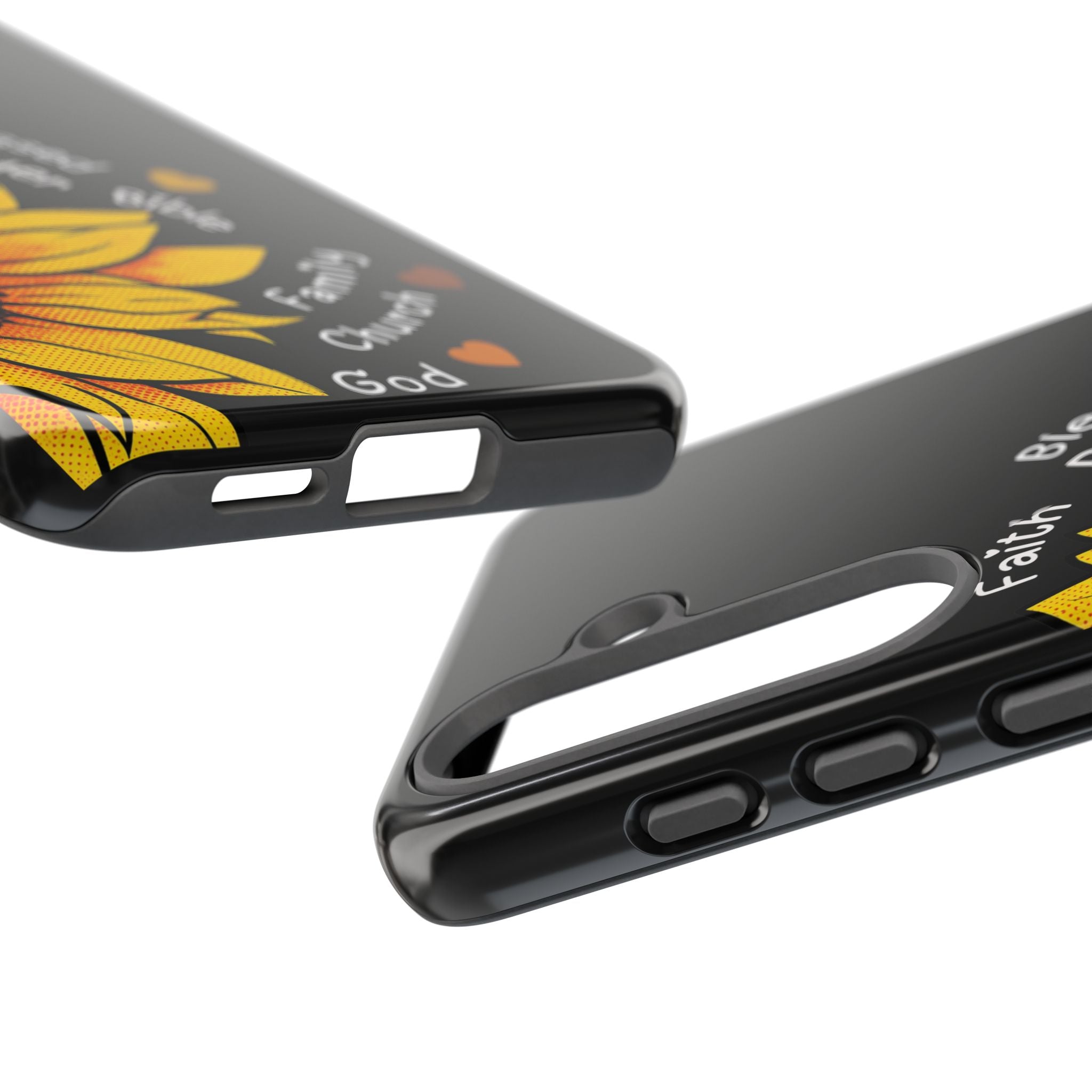 Sunflower Faith Phone Case — Christian Words ‘Faith Blessed Prayer Bible Family Church God’