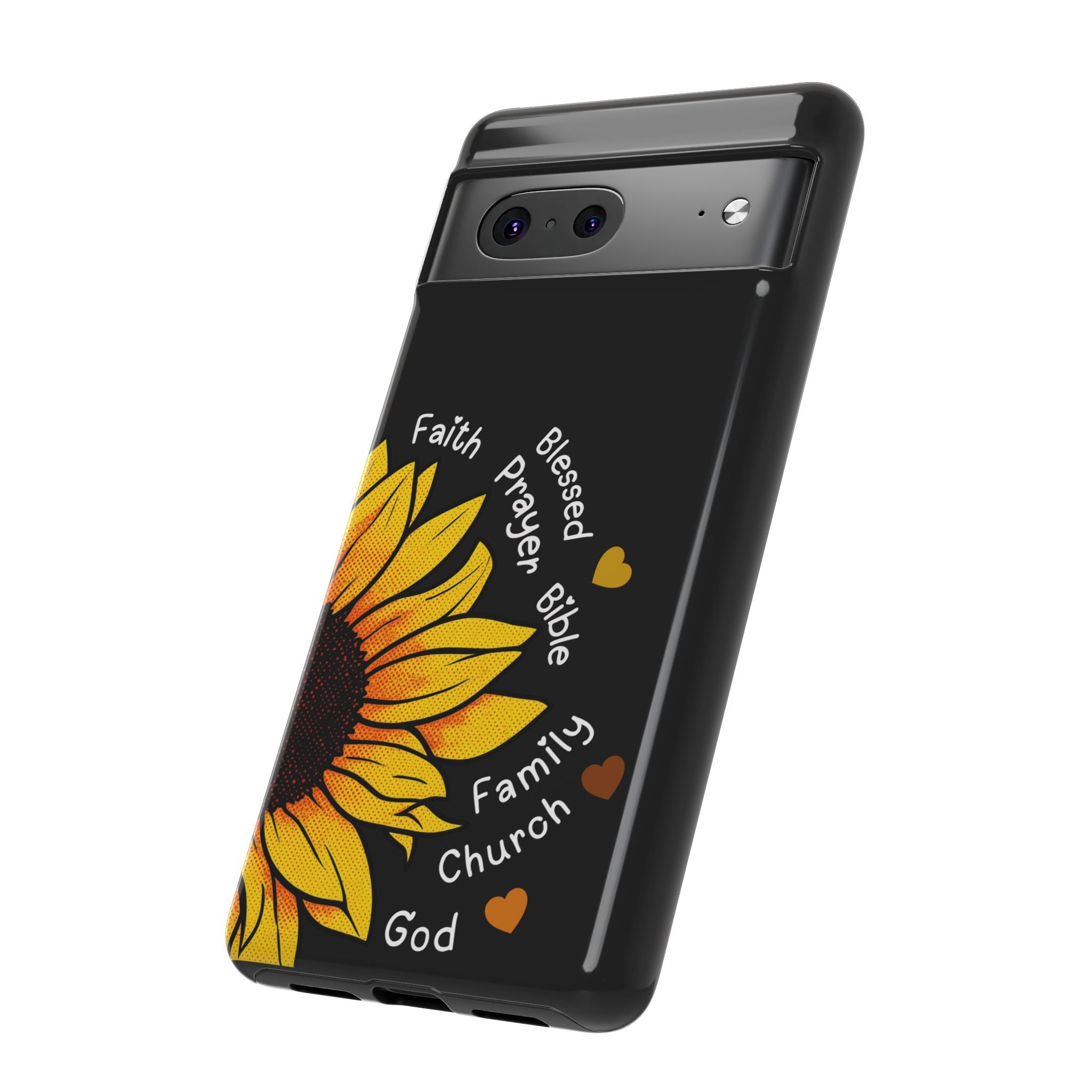 Sunflower Faith Phone Case — Christian Words ‘Faith Blessed Prayer Bible Family Church God’