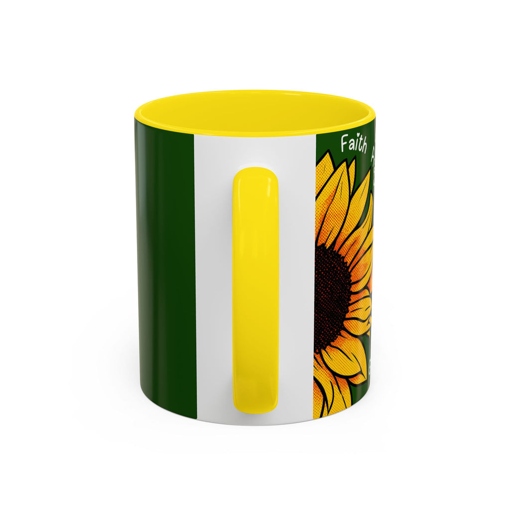Sunflower Faith Accent Coffee Mug — 11/15oz Inspirational Floral Ceramic