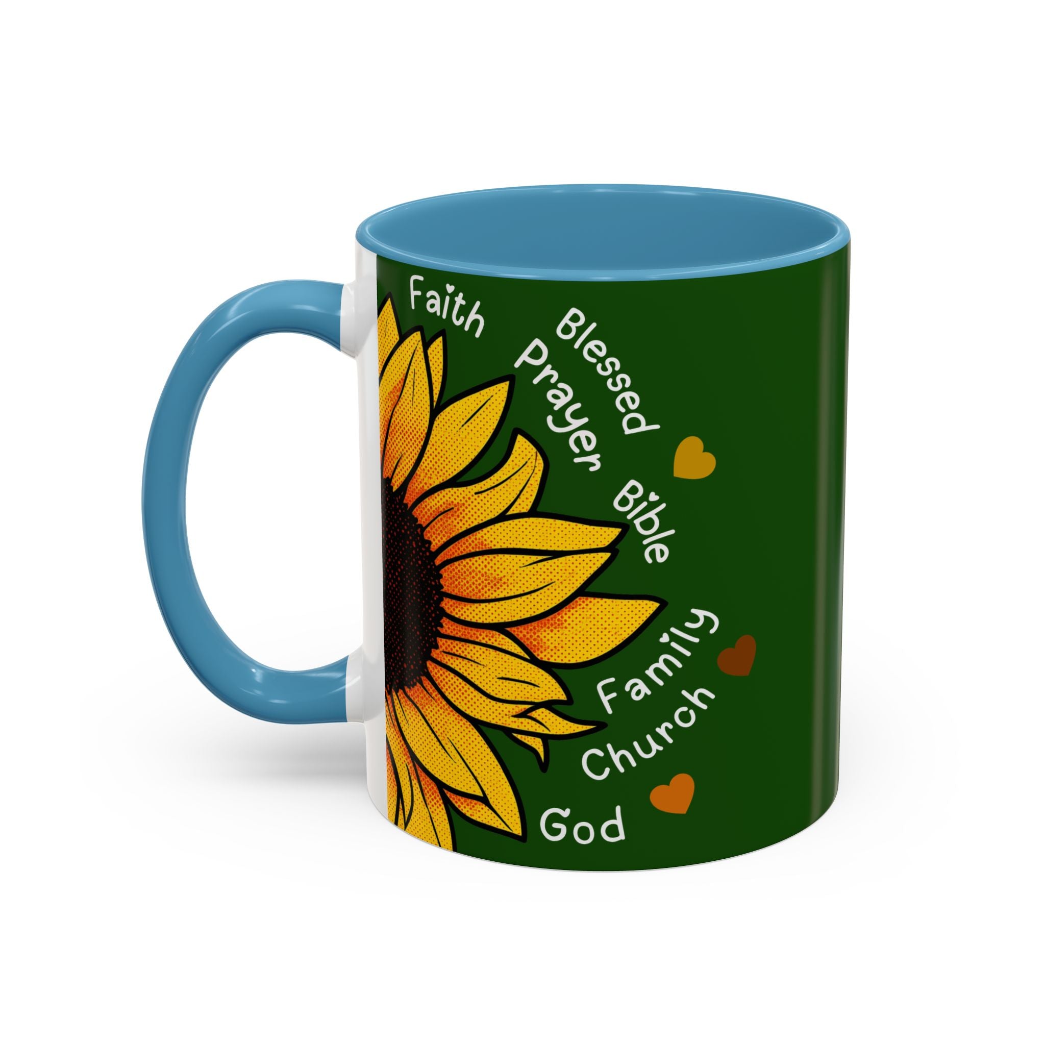 Sunflower Faith Accent Coffee Mug — 11/15oz Inspirational Floral Ceramic