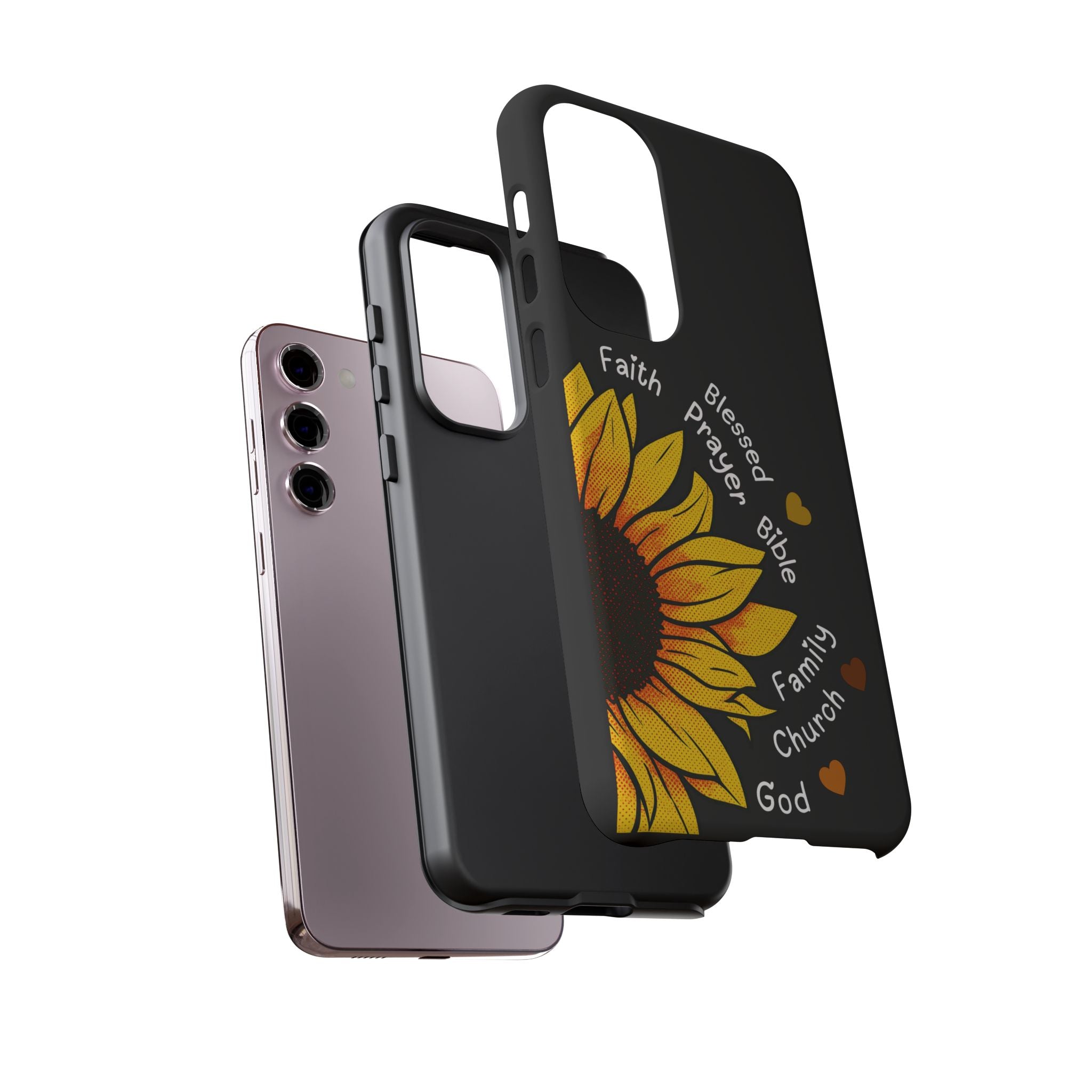 Sunflower Faith Phone Case — Christian Words ‘Faith Blessed Prayer Bible Family Church God’