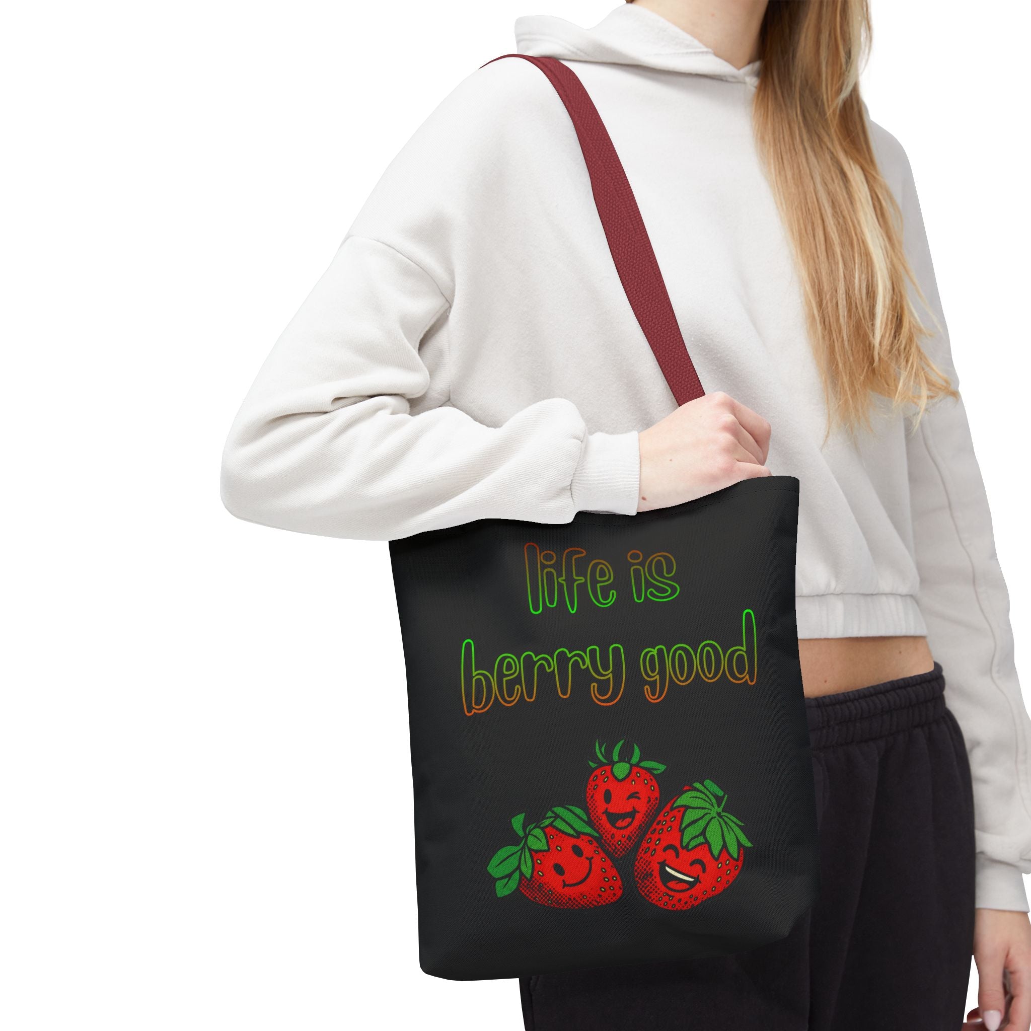 Life Is Berry Good Tote Bag — Cute Fruit Print Market Shopper